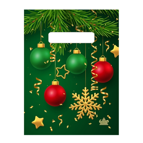 Пакет ПЭ с вырубной неусилинной ручкой 19х25см (30) (Золотая снежинка) НГ Тико (х100/3000)