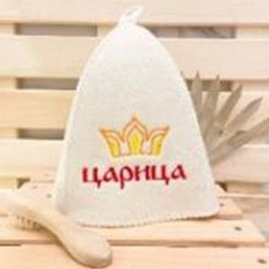 Шапка банная классическая с вышивкой "Царица", цвет белый, без упаковки