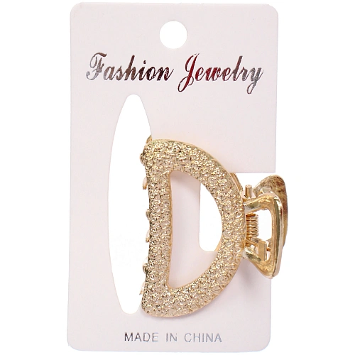 Заколка - краб для волос на блистере КАСКАДА, трапеция, цвет золото и серебро, 254см (пакет с подвесом)_4