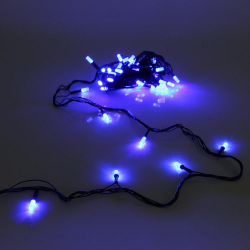 Гирлянда для дома НИТЬ "Хрусталь" 8 м 50 ламп LED, черный пров,IP-40. 8 режимов, Синий (возможность соединения)