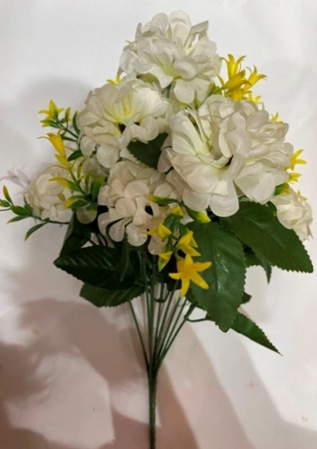 Искусственные цветы "Цветочная мелодия" Гортензии 40см 10 цветков белые