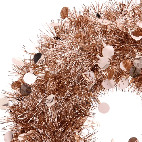 Венок декоративный TINSEL Изящный блеск 38 см, Розовое золото_3