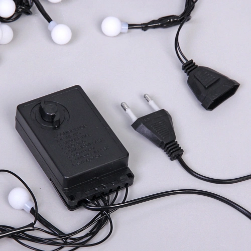 Гирлянда для дома Мишура 4 м, 200 ламп LED, d-1,4 см, черный пров, 8 реж, IP-40, Теплый белый (возможность соединения)_7