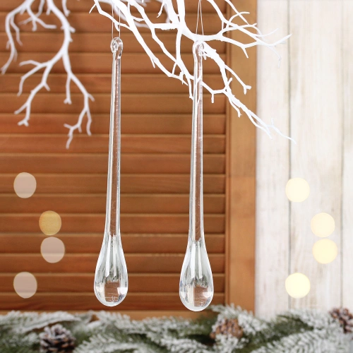 Подвеска "Изящная капля" 24 см (набор 2 шт), Прозрачный