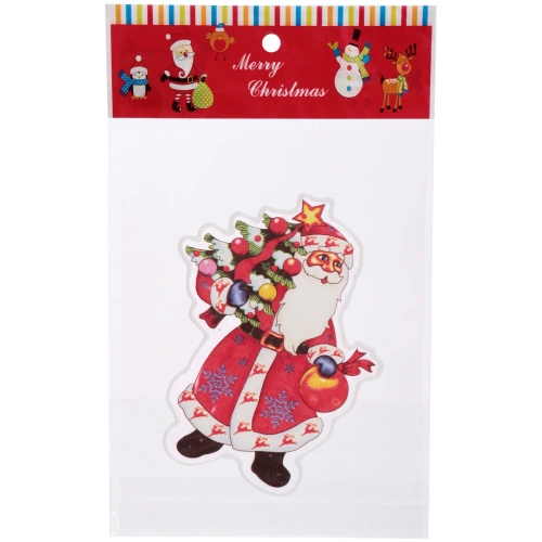 Наклейка на стекло "Дедушка с ёлкой" 15*20 см