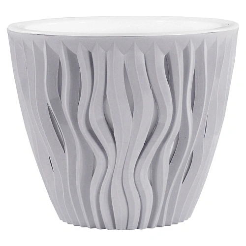 Кашпо для цветов пластиковое 2,25л d-17,5 см "Вдохновение" Серый жемчуг