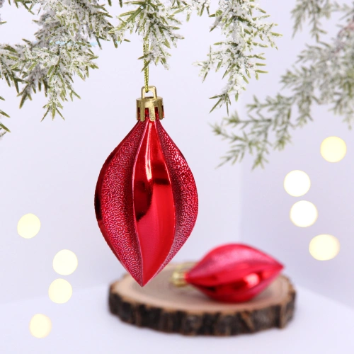 Ёлочные игрушки "Таинственное очарование" Капля 8 см (набор 2шт), красный