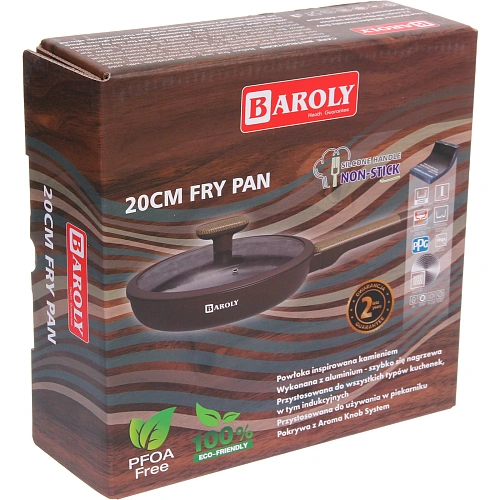 Сковорода BAROLY CHOCOLATE 20см индукционная с крышкой, бакелитовая ручка_7
