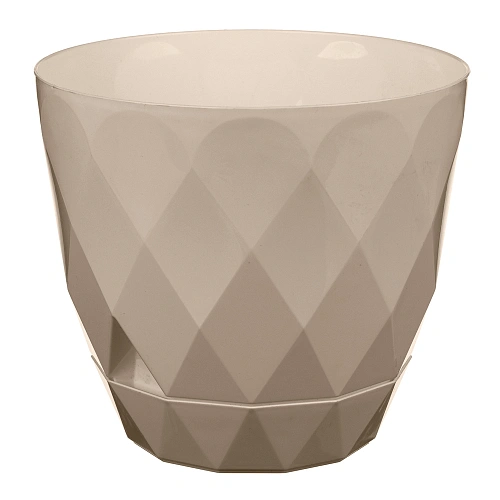 Горшок для цветов пластиковый 4,5л d-22см "Laurel" с поддоном бежевый