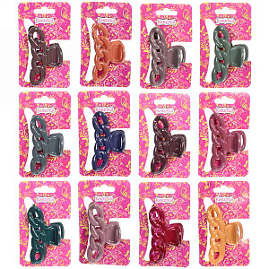 Заколка-краб для волос  на блистере "Magic Gloss", кольца, микс 6 цветов, 6,5см 