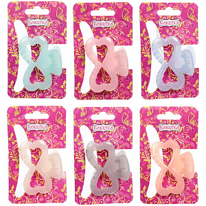 Заколка-краб для волос  на блистере "Глянец-Бант", микс 6 цветов, 6см