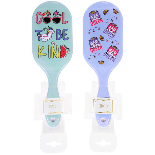 Расческа массажная овальная КОТИКИ, микс 4 дизайна, 237,5см (PVC подвес)_6