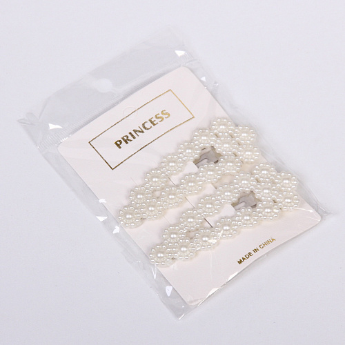 Зажимы для волос 2шт New collection -Жемчужинки, овал, цвет белый, 83см_6