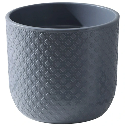 Кашпо для цветов пластиковое 3,2л d-17,5см "Клевер" во вставкой антрацит