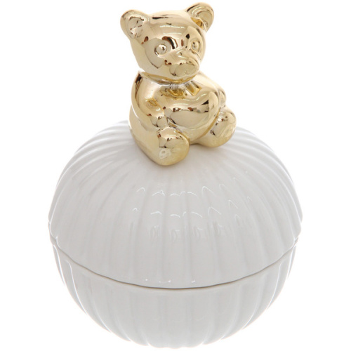 Шкатулка керамическая "GOLD Podarok", мишка, цвет белый, 11*9*3см (в инд. коробке)