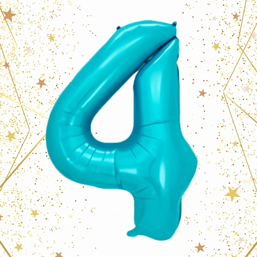 Шар фольгированный 32'81см Цифра 4 (голубой)_2