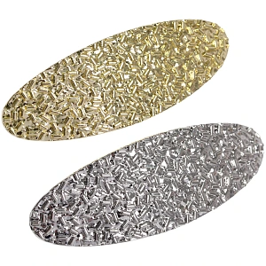 Заколка-автомат для волос "AKS - DesignPRO", овал, цвет золото и хром, 8*3см