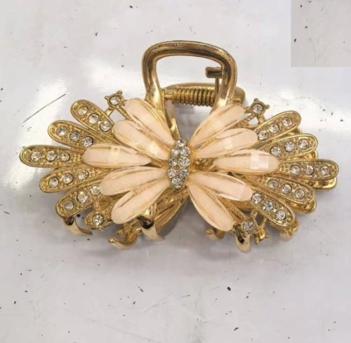 Заколка - краб для волос на блистере "LAVITA", бантик, цвет серебро и золото, 6,6*4см