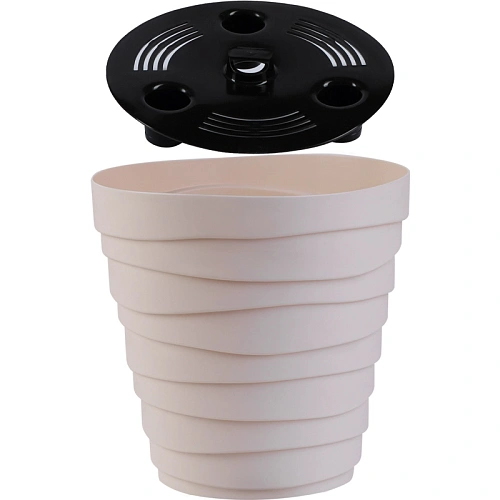 Кашпо для цветов пластиковое 3,5л d-19,7см Бархан Кремовый_2
