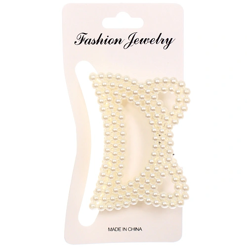 Заколка-краб для волос "Мон Пион", кошечка, цвет белый, 7,5см (Блистер)