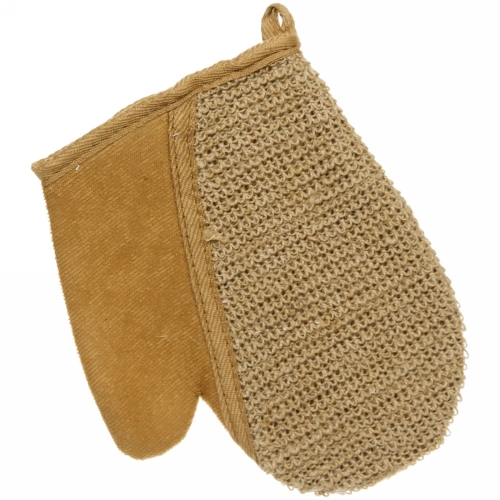 Мочалка-варежка для тела комбинированная "Ultramarine - Прима", с сизалем, цвет коричневый, 18*23см