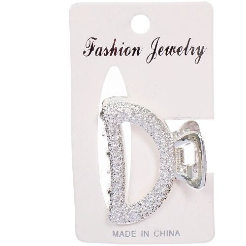 Заколка - краб для волос на блистере КАСКАДА, трапеция, цвет золото и серебро, 254см (пакет с подвесом)_5