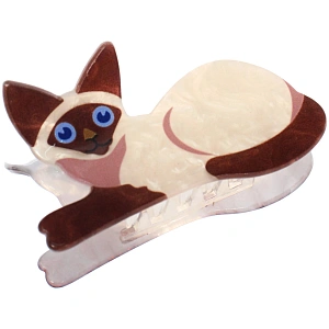 Заколка-краб для волос "#ХВОСТИКИ-КОСИЧКИ", кошечка Дана, цвет бежевый, 7*4см 