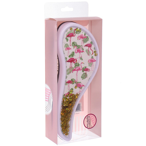 Расческа массажная компактная ТРОПИКИ, блестки, микс 4 дизайна, 187,5см (PVC коробка)_5