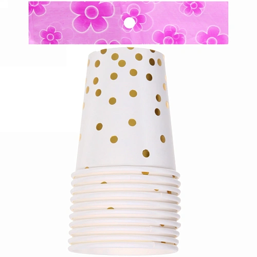 Стакан бумажный 0,2л в наборе 10 шт Конфетти белый_3