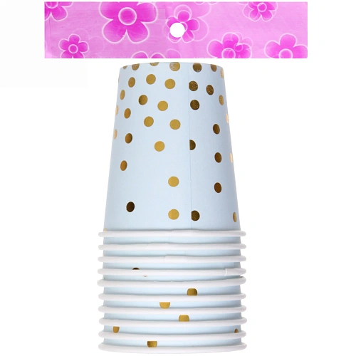 Стакан бумажный 0,2л в наборе 10 шт Конфетти голубой_3