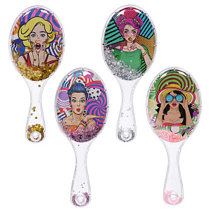 Расческа массажная овальная "Коллекция ИМАНИ - ЭТНИКА", микс 4 дизайна, 23*7см (подвес)