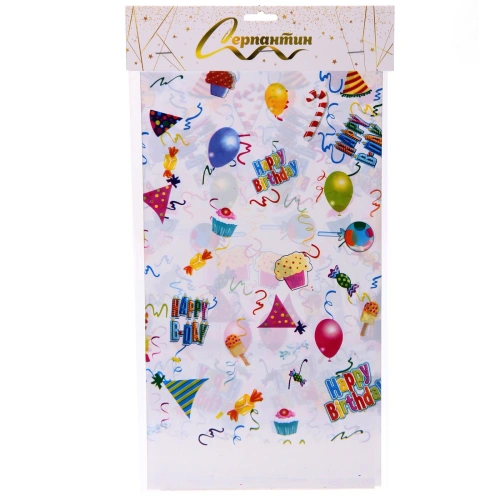 Скатерть "Веселый праздник" 108*180 см, пвх, Белый