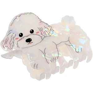 Заколка-краб для волос "#ХВОСТИКИ-КОСИЧКИ", бишен Айки, цвет белый, 9*6,5см 