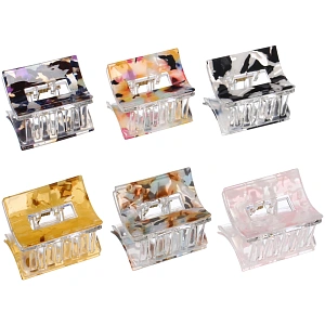 Заколка - краб для волос "AKS-EMPIRE", квадрат, цвет микс 6 цветов, 3,6*2,7см