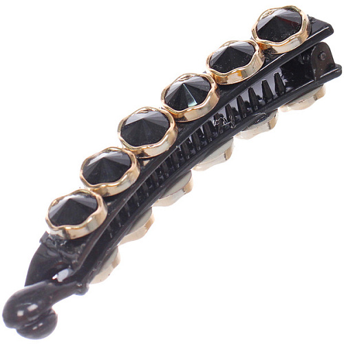 Заколка - банан для волос в пакете PREMIUM, фергамо, цвет чёрный, 10см_3