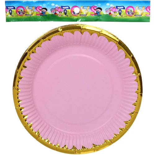 Тарелка бумажная 18 см в наборе 10 шт Праздничный день, розовый_4