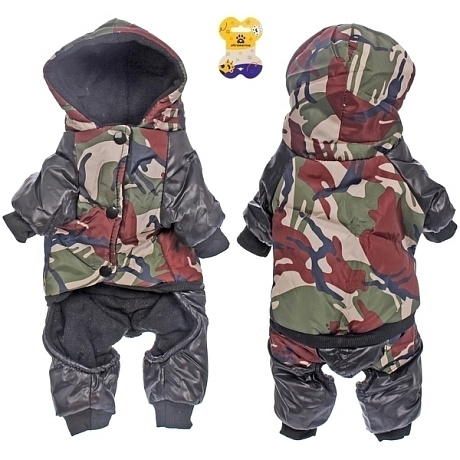 Комбинезон зимний для собак мелких и средних пород "BRO Style", камуфляж, р XL