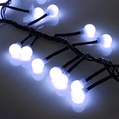 Гирлянда для дома Мишура 4 м, 200 ламп LED, d-1,4 см, черный пров, 8 реж, IP-40, Белый (возможность соединения)_3