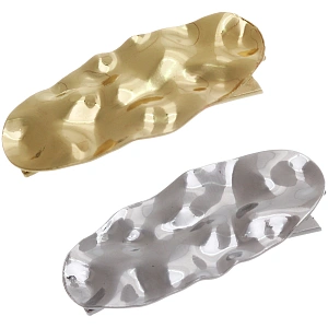 Зажим для волос "AKS - DesignPRO", овал, цвет золото и хром, 4*1,8см