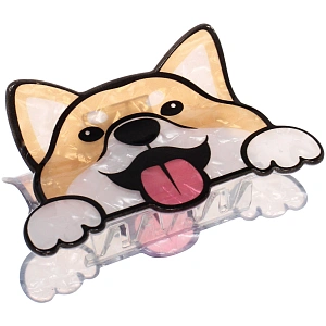 Заколка-краб для волос "#ХВОСТИКИ-КОСИЧКИ", корги Лучик, цвет рыжий, 9*5,5см 