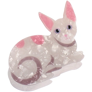 Заколка-краб для волос "#ХВОСТИКИ-КОСИЧКИ", кошечка Луна, цвет серый, 8,5*6см 