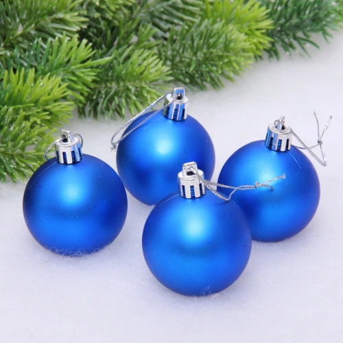 Новогодние шары 5 см (набор 4 шт) "Матовый", синий