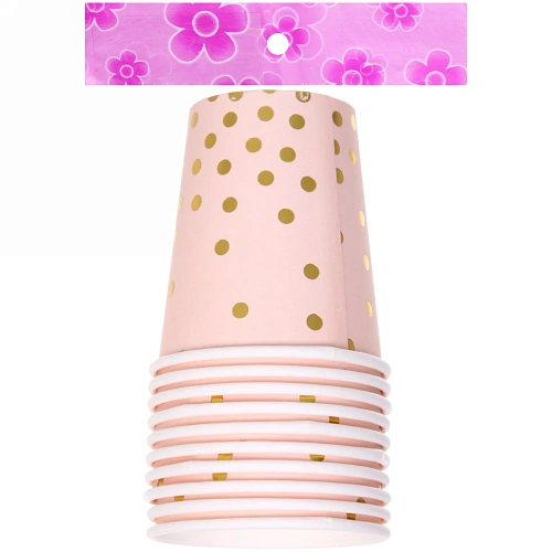 Стакан бумажный 0,2л в наборе 10 шт Конфетти розовый_3