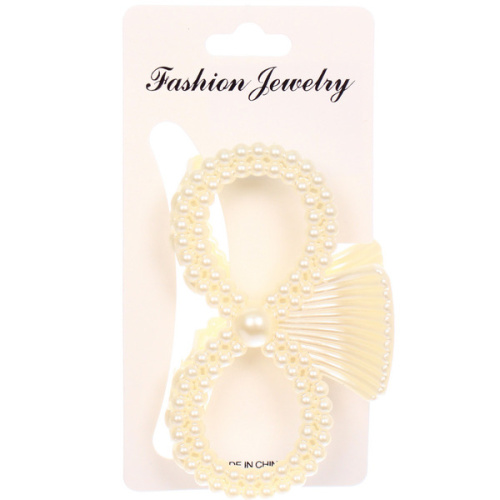 Заколка-краб для волос "Мон Пион", завиток, цвет белый, 9,5см (Блистер)