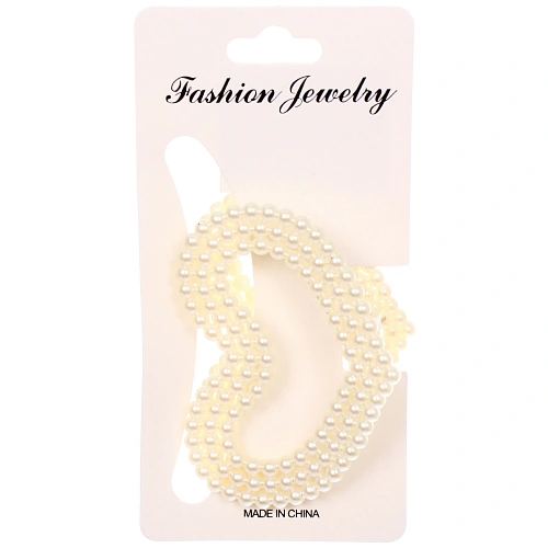 Заколка-краб для волос "Мон Пион", сердце, цвет белый, 7,5см (Блистер)