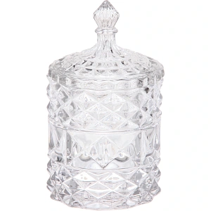 Сахарница стеклянная 350мл "Сладкая мечта" ромбы