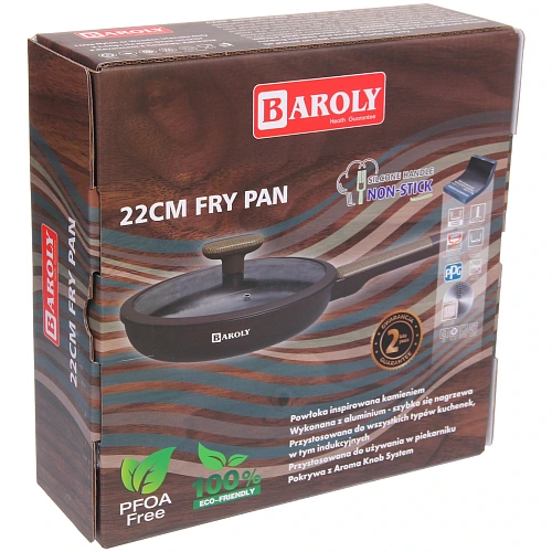 Сковорода BAROLY CHOCOLATE 22см индукционная с крышкой, бакелитовая ручка_7