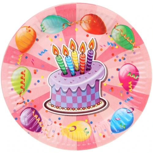 Тарелка бумажная 18 см в наборе 10 шт "Тортик"