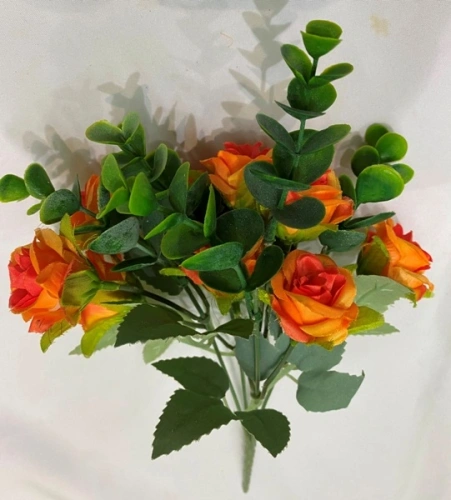 Искусственные цветы "Волшебство лета" 30см Розочки 10 цветков оранжевые