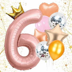 Набор шаров 8 шт "6 - Prince", розовый (цирфа + 7 шаров)